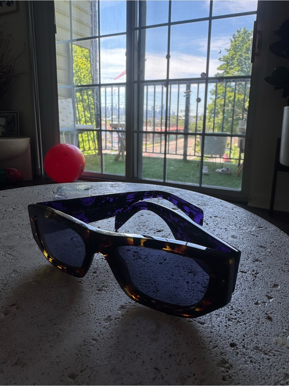 Prada Purple Tortoiseshell Logo Temple Arm